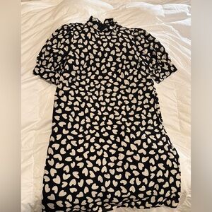 Ann Taylor Black and White Heart Pattern Dress